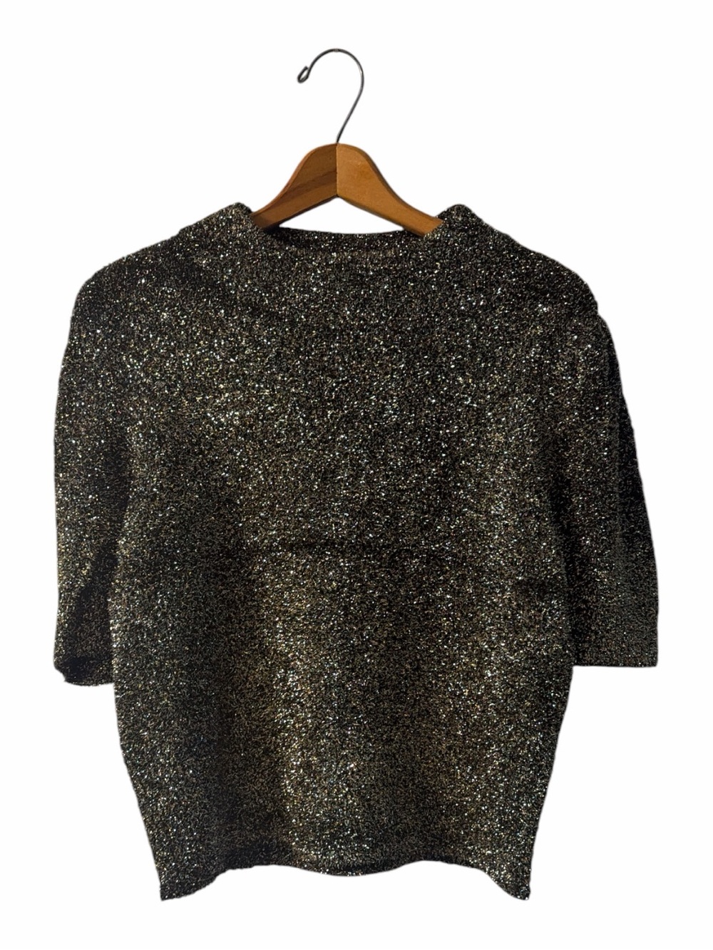 Luxe Holiday Glam Metallic Kate Spade Sweater L Black Gold Sparkle